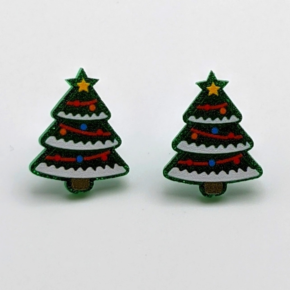 Christmas tree acrylic stud earrings